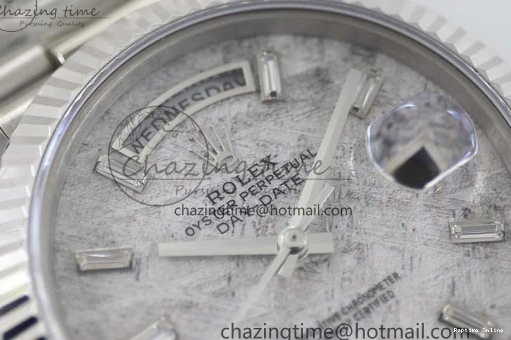 0126 FashionForward Day Date 40mm SS 904L Steel TWF 1:1 Best Edition Meteorite Crystal Dial on SS Bracelet A 2360